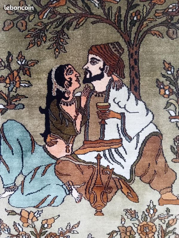 Tapis Tabriz soie fait main (image 1)