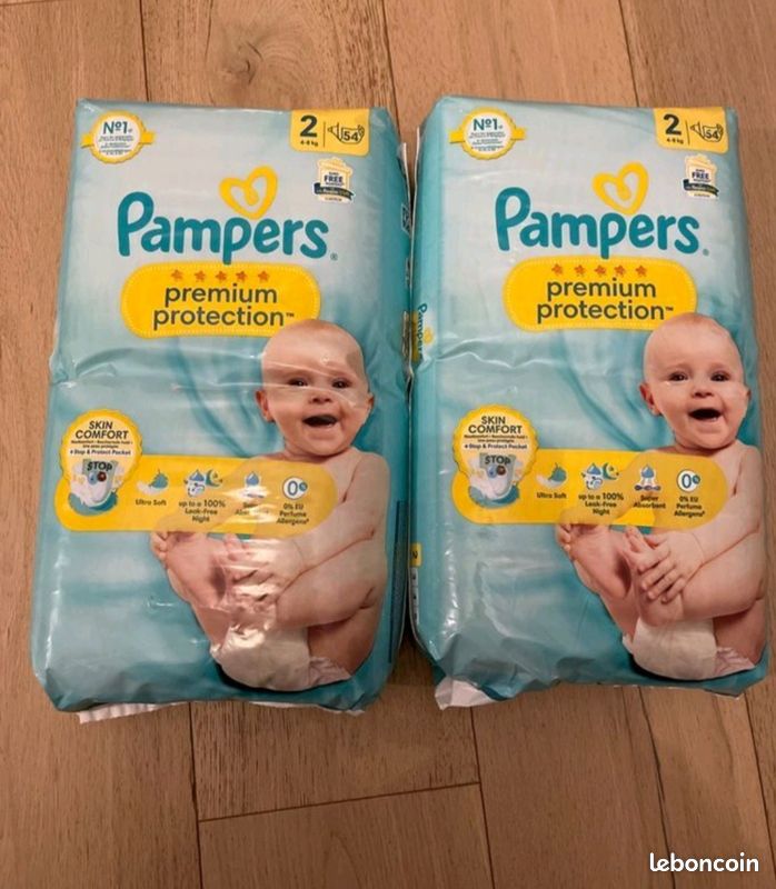 Lot de 2 paquets couches pampers taille 2 (image 1)