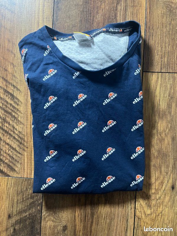 T-shirt Homme Ellesse Bleu Moyen - Coton Jersey - Col Rond - Taille M