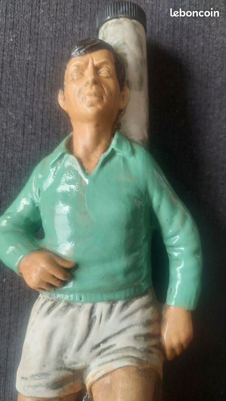 Bouteille vide céramique vintage footballeur joueur maillot vert ASSE 70s (image 7)
