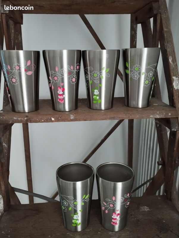 Lot de 6 gobelets Mickey et Minnie en inox 280 ml (image 1)