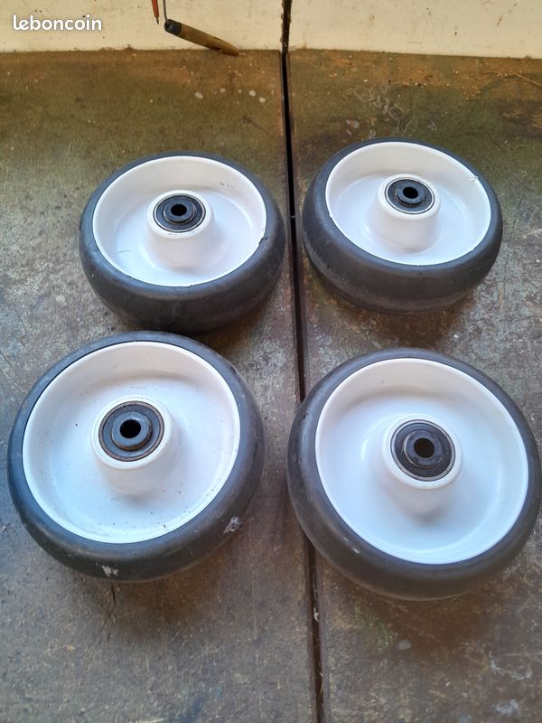 Lot De 4 Roues En Caoutchouc 100mm - Capacité 110kg Par Roue (440kg Total), Alésage 8mm, Pour Chariots, Meubles