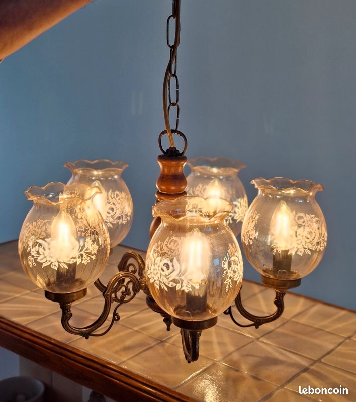 Lustre annees 70 avec ampoules (image 2)