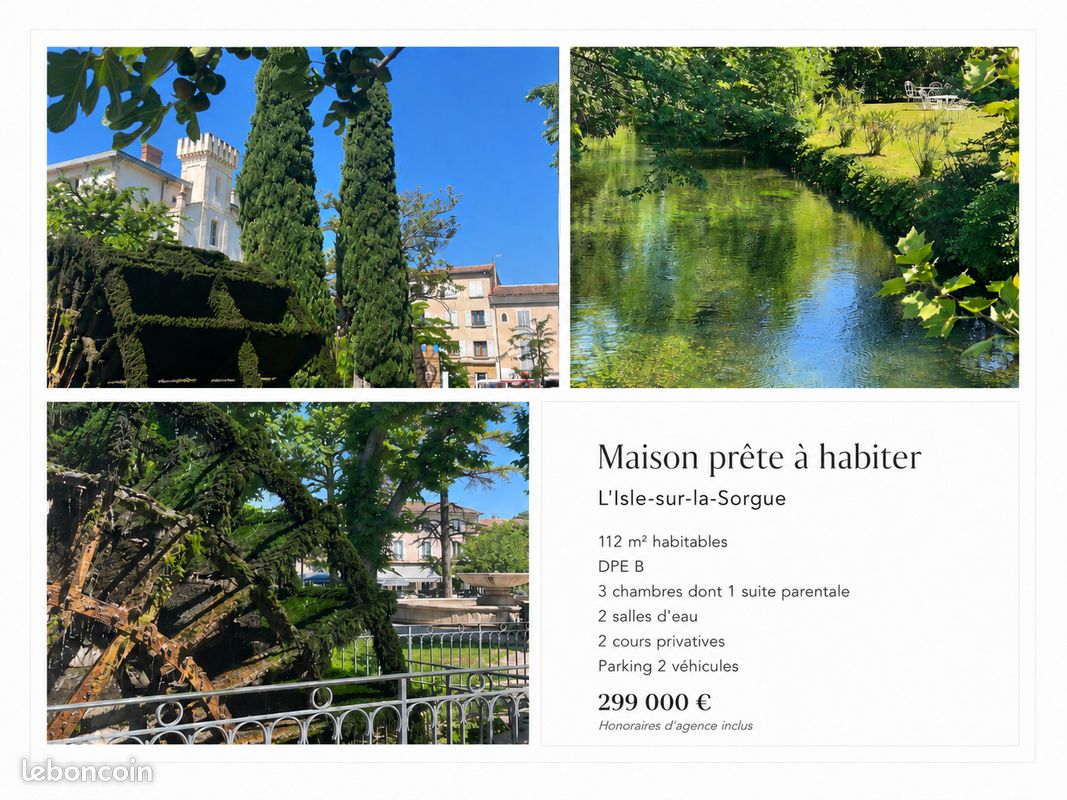 Maison 4 pièces 113 m² · à L'Isle-sur-la-Sorgue · 113 m² · 299 000 €