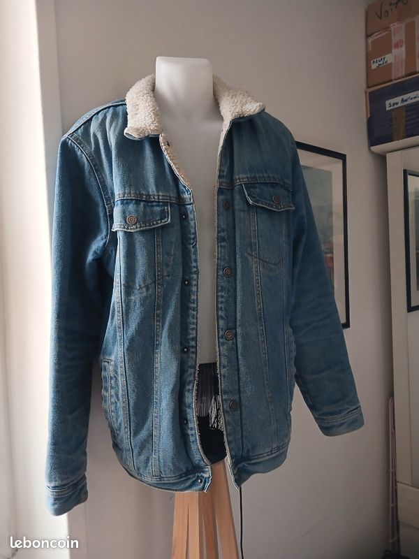 Blouson Femme En Jean Doublé Laine - Taille XL (44) - Occasion Très Bon état