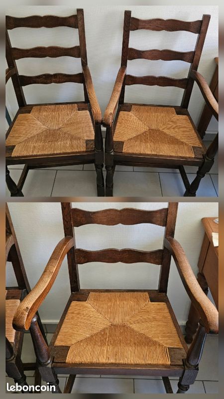 Fauteuil bois rotin (image 1)