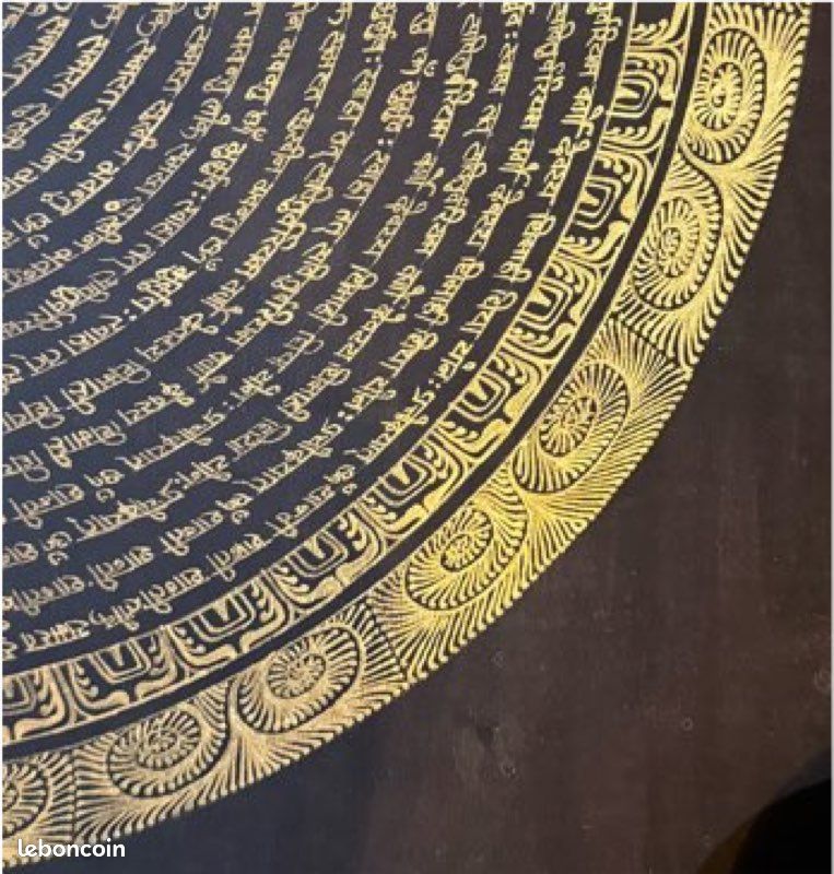 Thangka Mandala Om noir et or – Art spirituel du Népal (image 5)