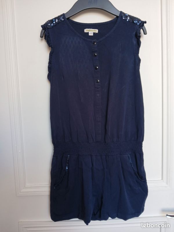 Combishort bleu a sequins 10 ans (image 1)