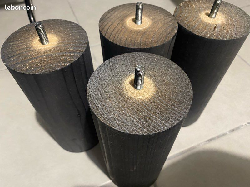 4 pieds de sommier à vis en bois gris 20 cm (image 1)