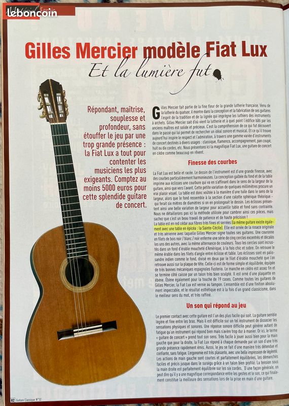 Guitare Gilles MERCIER - modèle Sainte Cécile (2005) (image 16)