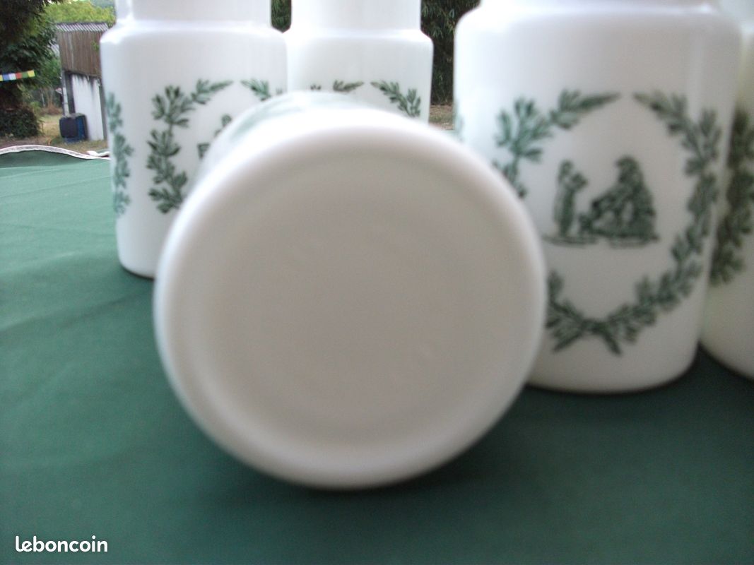 Pots d'apothicaire vintage en verre opale d'Italie- TBE (image 4)