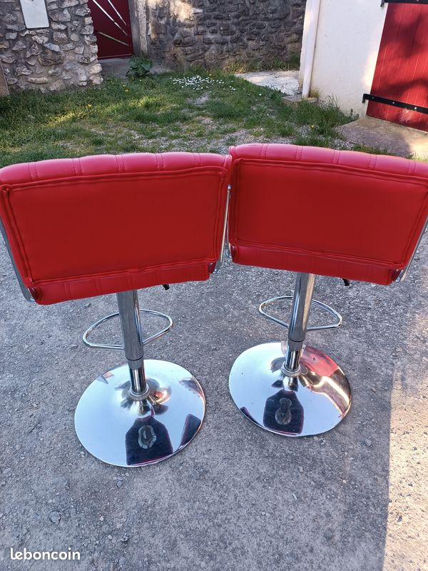 Tabouret de bar rouge simili cuir (image 3)