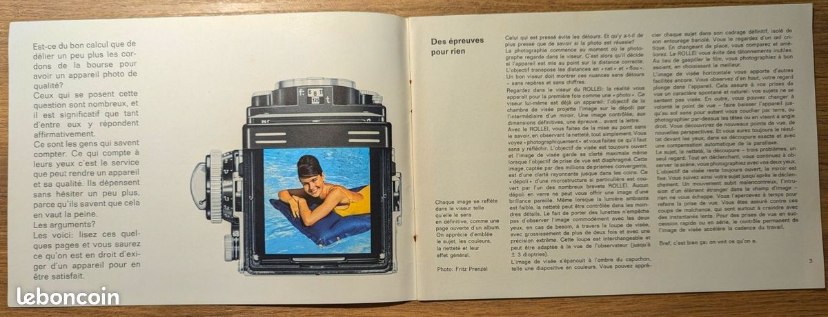 NOTICE PUBLICITAIRE ROLLEIFLEX. Rollei Les compléments pratiques (Fr) EUR 20,00 - FR
