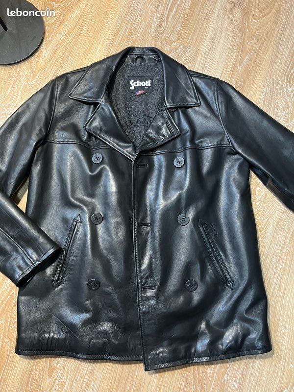 Caban Cuir Schott LC1340 Vêtements