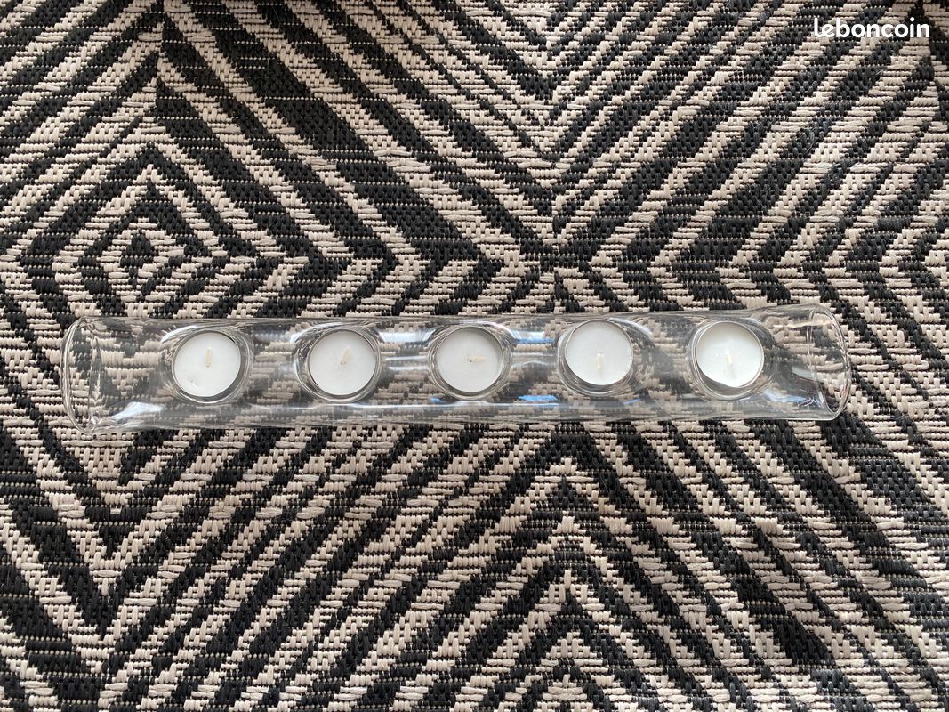 Porte-Bougie centre de table allongé en verre transparent (image 1)