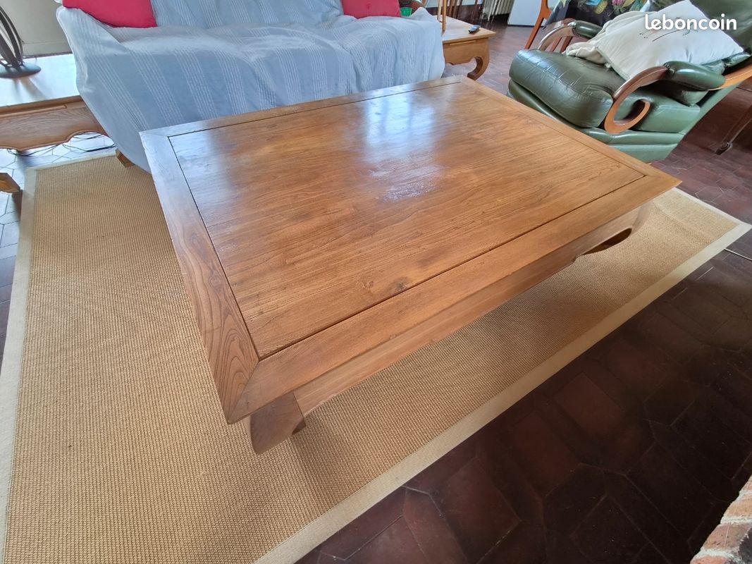 Table basse en bois massif style asiatique (image 1)