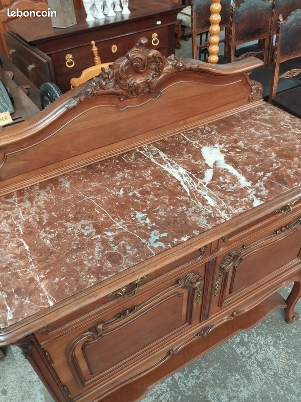table de chevet bois et marbre, art déco