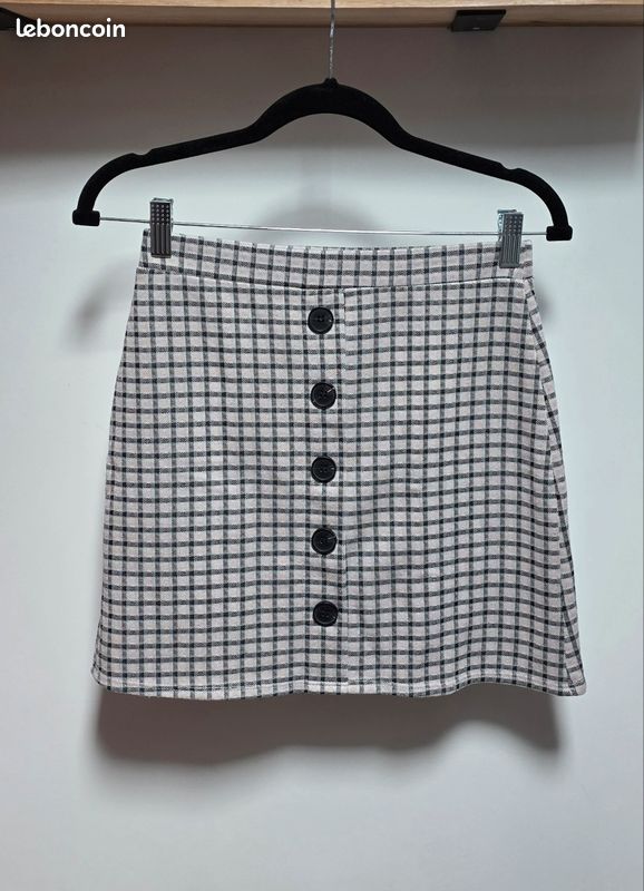 Jupe Courte À Carreaux Tally Weijl Taille S 36 Style Rose Et Noir (image 1)