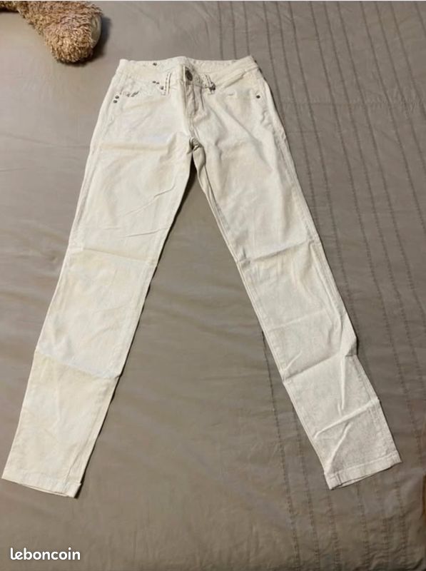 Pantalon ton sur ton blanc/crème lmv la mode est à vous femme taille 34 / 1 (image 7)