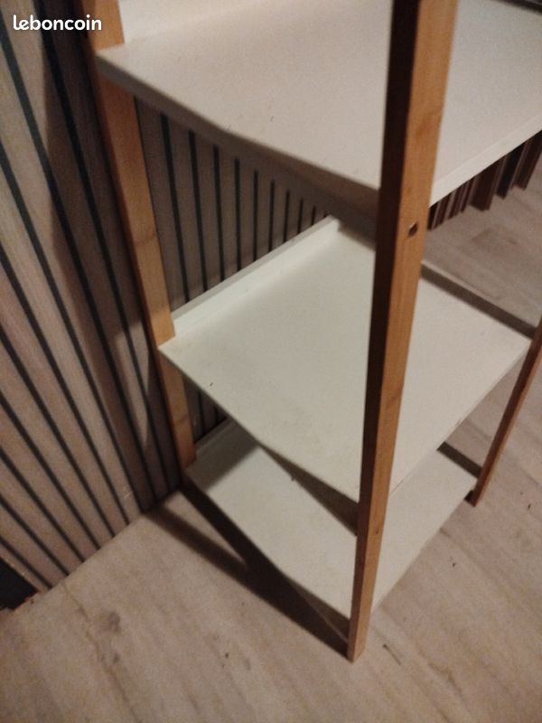 Petit meuble3tablettes bois et blanc (image 8)