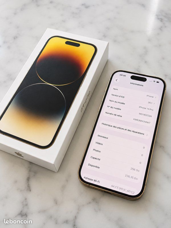 IPhone 14 Pro, 256 Go, très bon état (image 1)