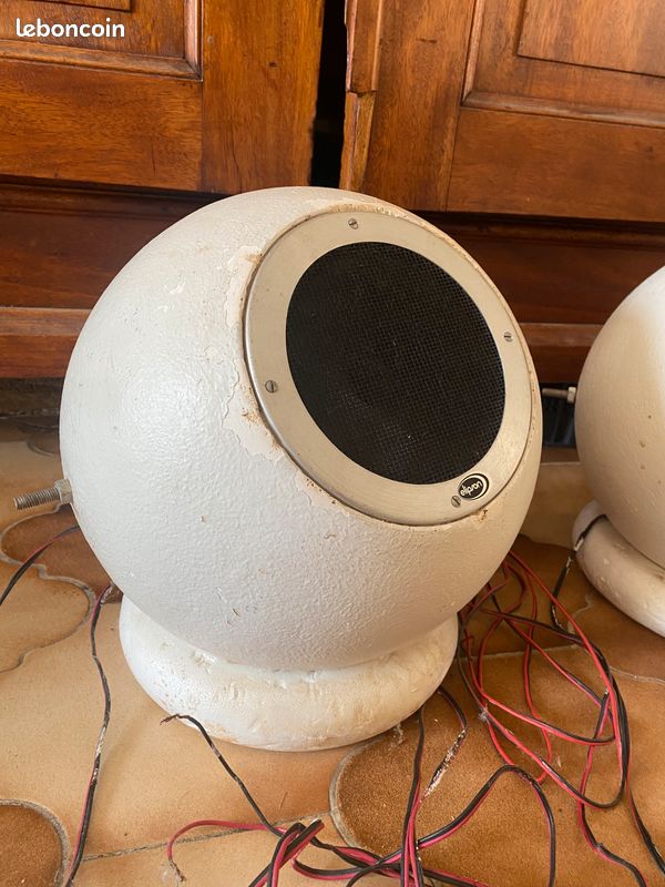 Paire Enceintes Boules ELIPSON Vintage 684 Années 60-70 Avec Speaker