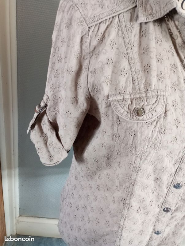 Chemise taupe broderie anglaise (image 6)