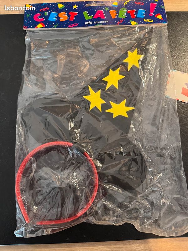 Chapeau de sorcière noir avec serre-tête rouge - Accessoire de déguisement neuf (image 3)
