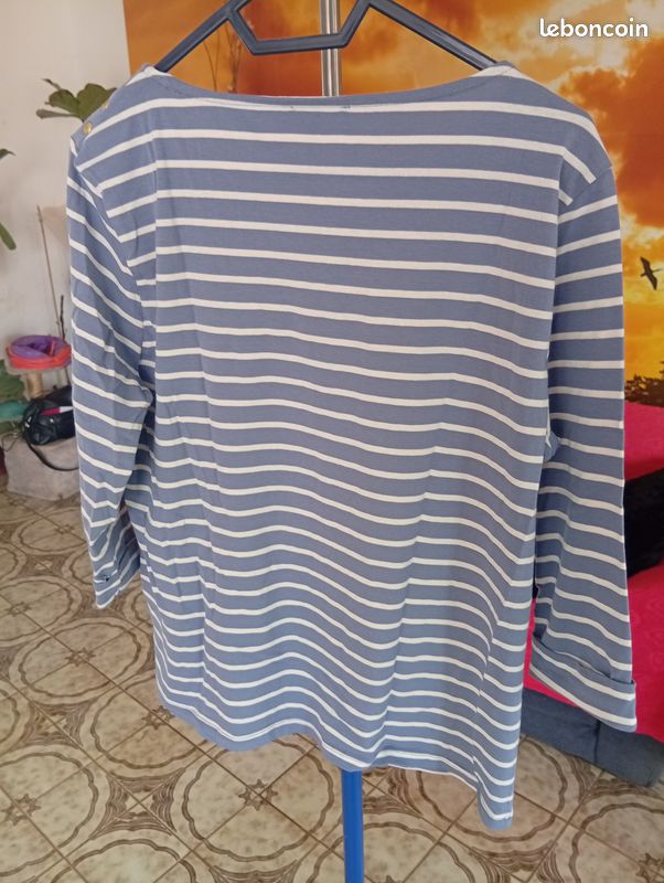 Pull Léger Femme Rayé Bleu et Blanc Taille 42 (image 2)