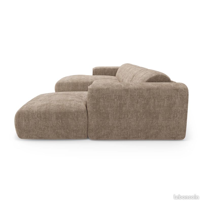 Canapé Panoramique Convertible Express NOVA – Matelas Dunlopillo 140 cm – Velours Tramé – Neuf (image 4)