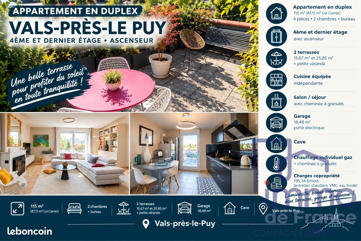 Appartement 5 pièces 115 m² · au Puy-en-Velay · 115 m² · 262 500 €