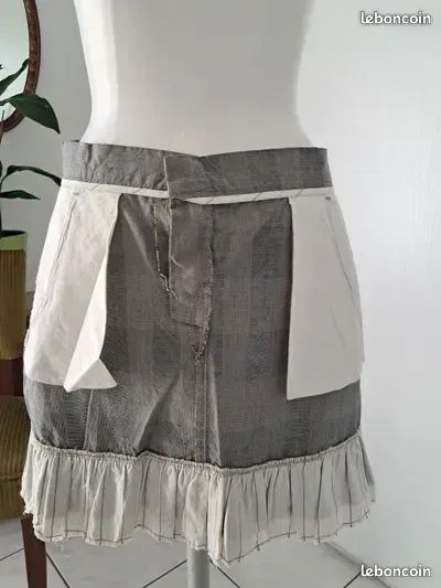 Jupe IKKS Taille 38 - Jean Évasé Gris - Occasion Très Bon État (TBE)