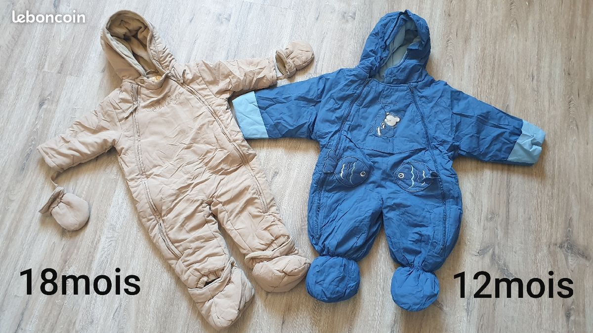 Vends 2 combinaisons hiver en 12 et 18 mois (image 1)