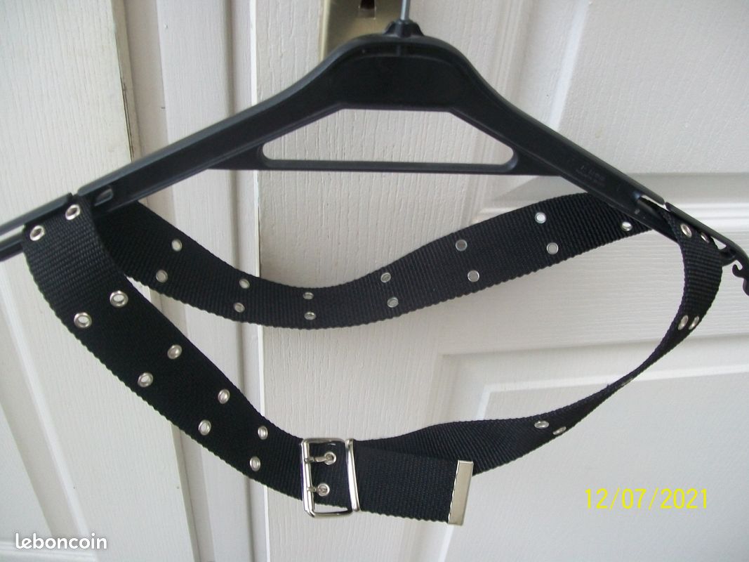Ceinture Mixte Noir 95cms 5 Doubles Trous, 37mm (image 2)