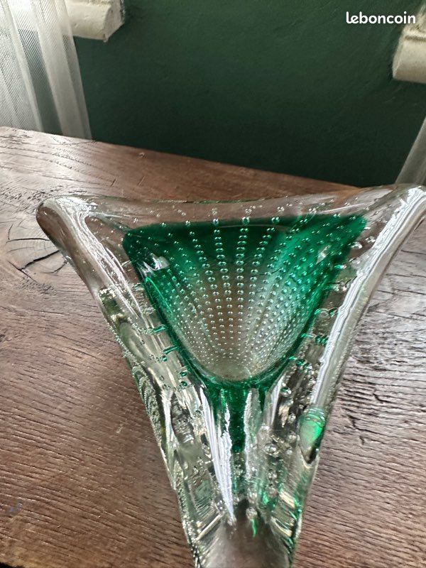 Paire De Coupes En Cristal Bullé Italie 20ème Siècle - Cendrier Ou Vide-Poche - Occasion Très Bon État
