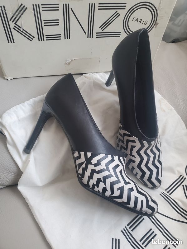 🌺 Bottines a talon zèbre géométrique noir et blanc taille 36 marque kenzo avec boite et dustbag (image 3)