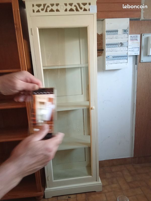 Vitrine vintage verre bois 4 étagères (image 2)