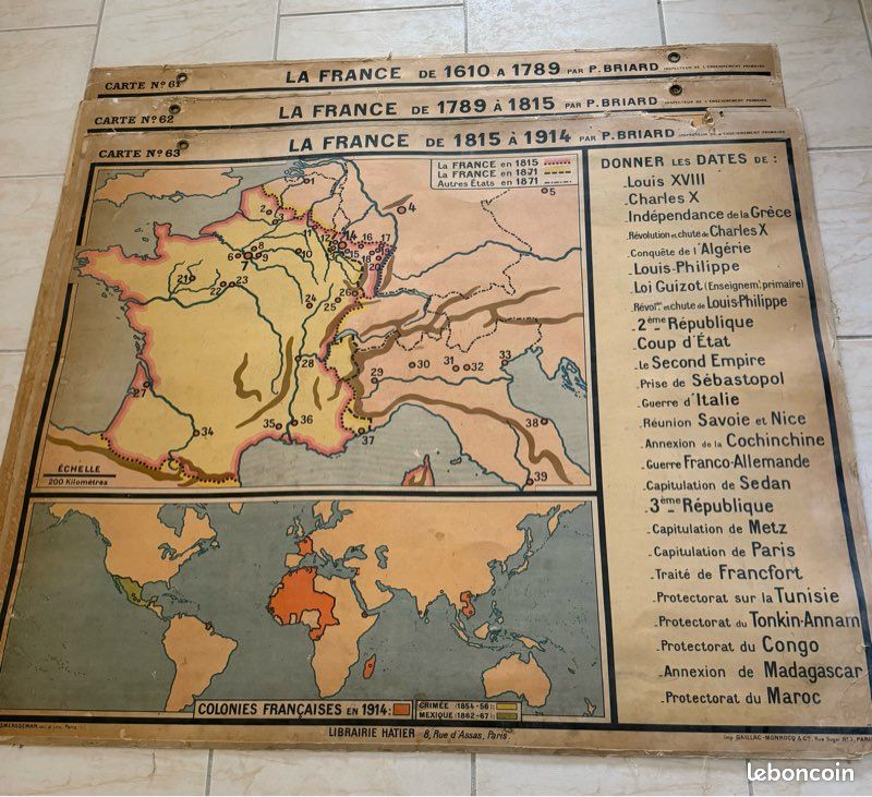 Anciennes cartes scolaires historiques (image 2)