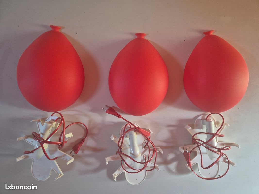 Lot de 3 luminaires applique ballon rouge ikea dromminge année 90 vintage (image 7)