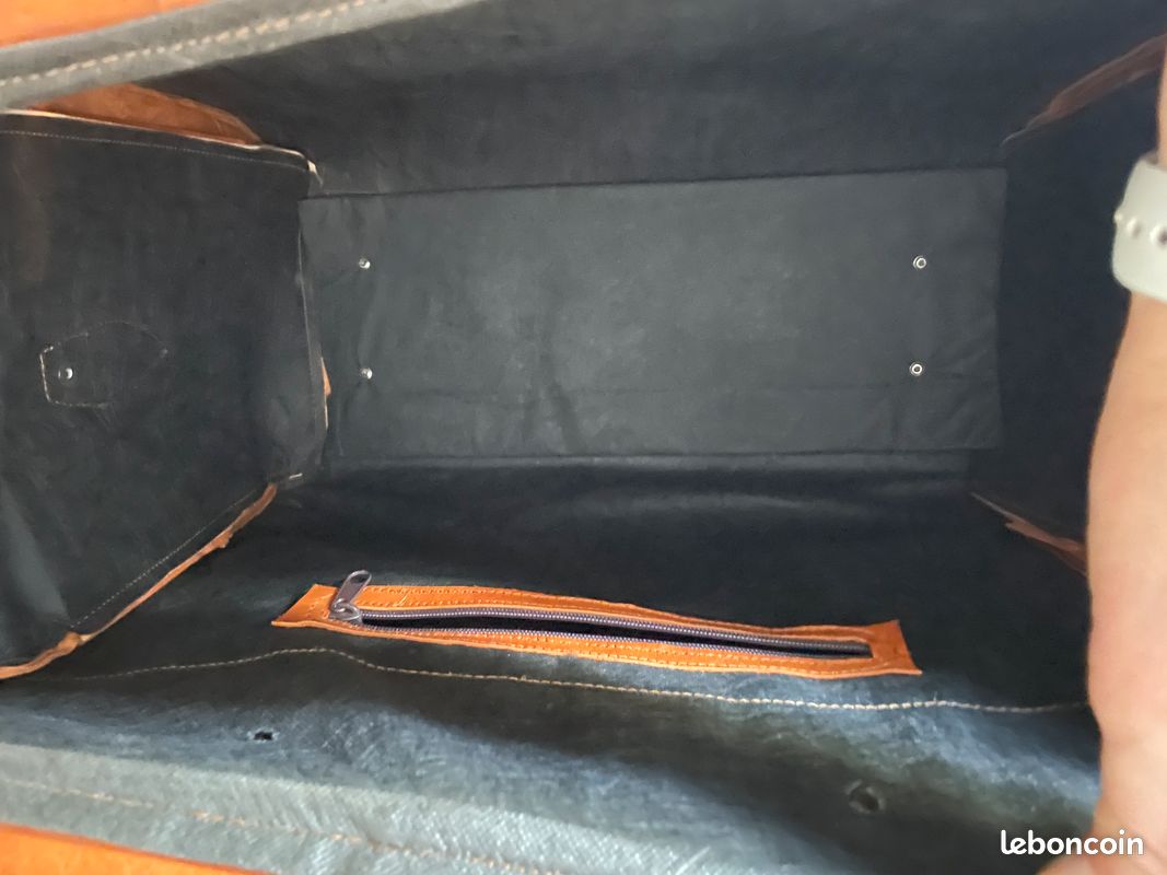 Sac de voyage cuir doublé tissu (image 3)
