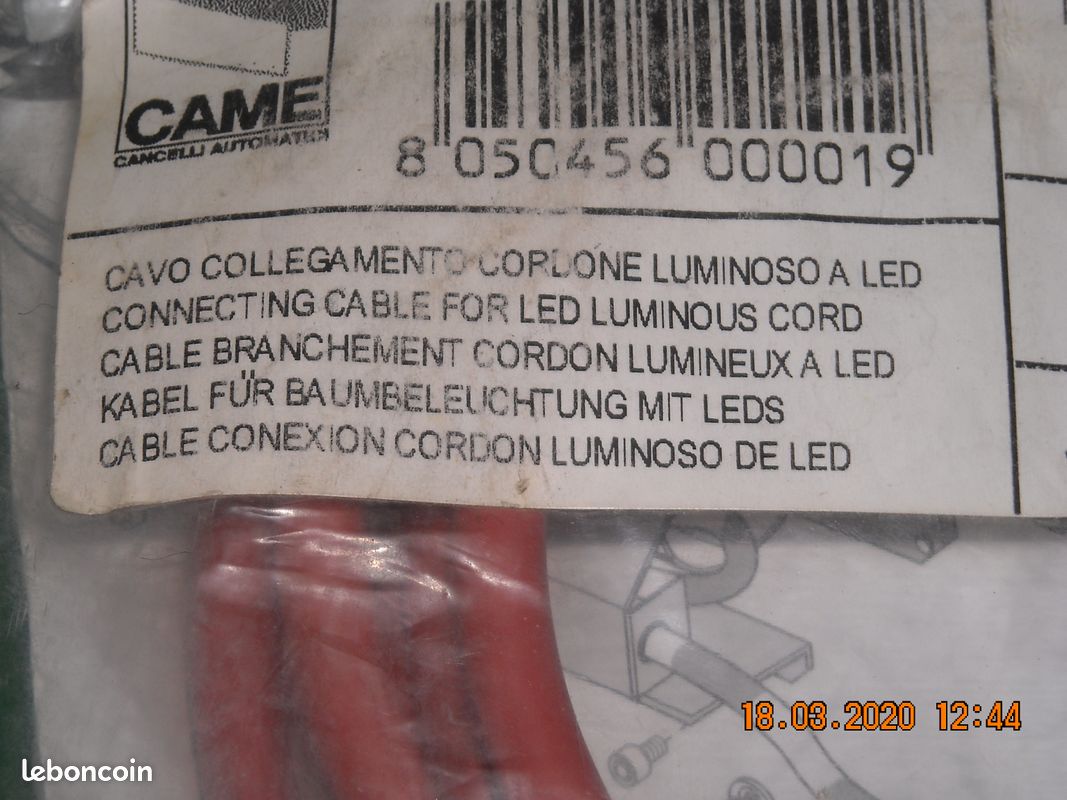 Cable de branchement cordon lumineux a LED pour barrière levante CAME NEUF annonce A21 (image 2)