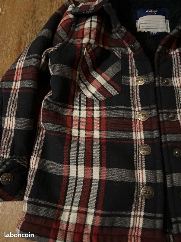 Veste à carreaux bleu garçon T 3 ans Terre de marins (image 4)