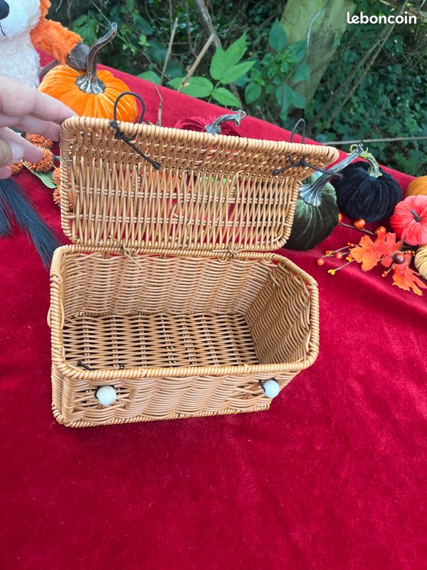 Panier De Pêche En Osier Vintage - Créel Métal Bronze Pour Déco Cabine, Thème Automne