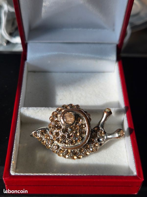 Broche Vintage Escargot - Or Et Perles De Nacre - Bijou Ancien Unique