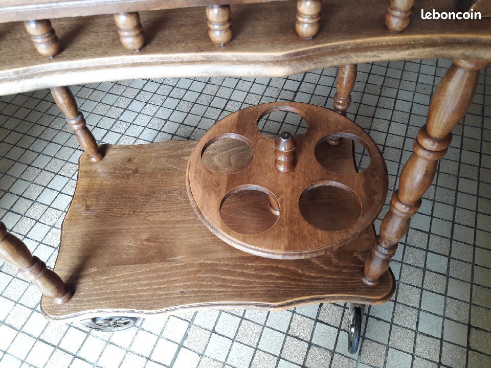 Table bar roulante en bois (image 2)