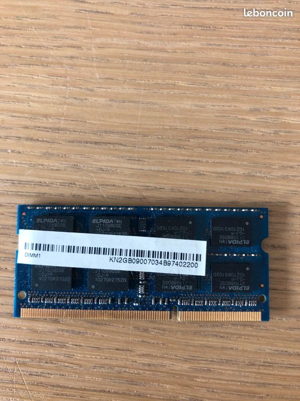 Barrette mémoire RAM Elpida 2Go 2Rx8 PC3-10600S DDR3 SO-DIMM (image 2)