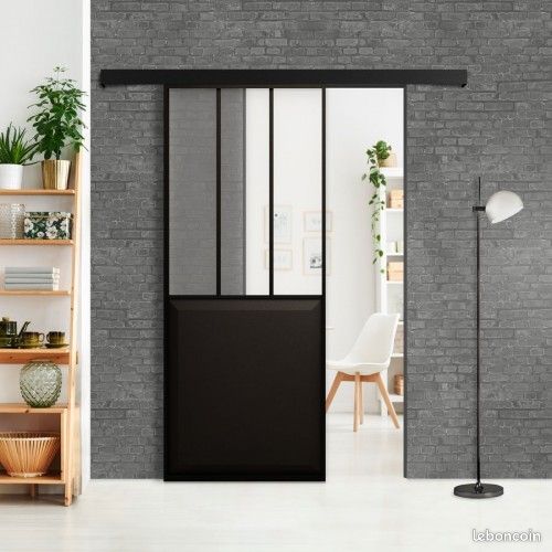 Porte coulissante aluminium avec rail caché inclus (image 1)