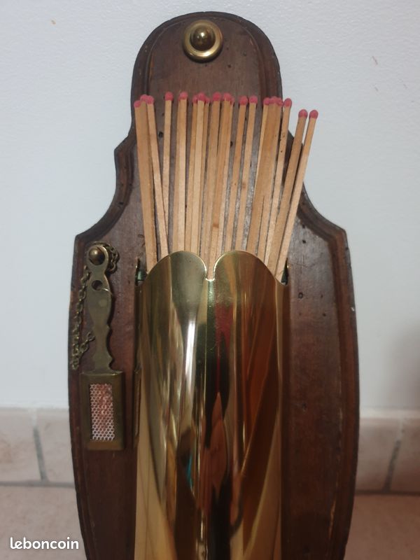 Porte allumettes en laiton et bois (image 2)