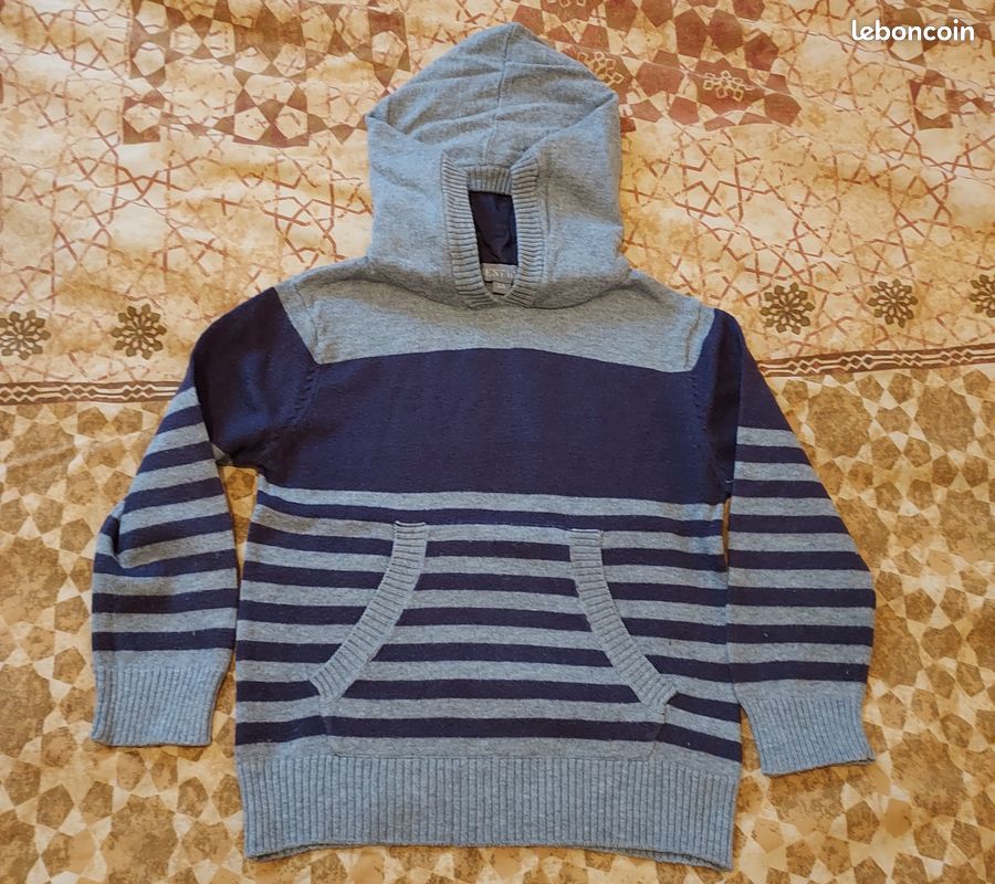 Pull à capuche gris-marine – Best way – 3 ans (image 1)