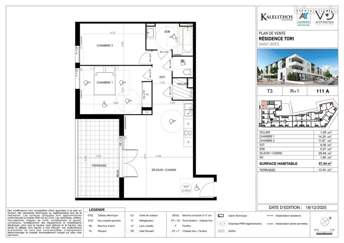 Appartement 3 pièces 67 m² · à Saint-Brès · 67 m² · 891 €/mois